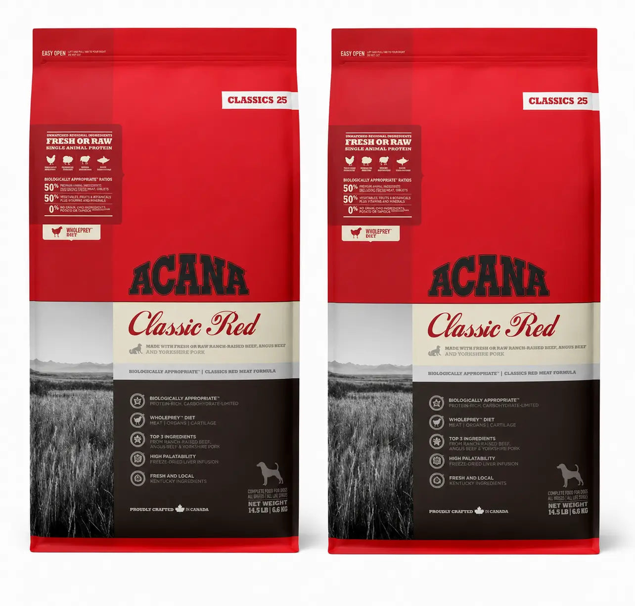 Acana Canine Adult Classics Rot 14,5 Kg Hundefutter, Packung 2