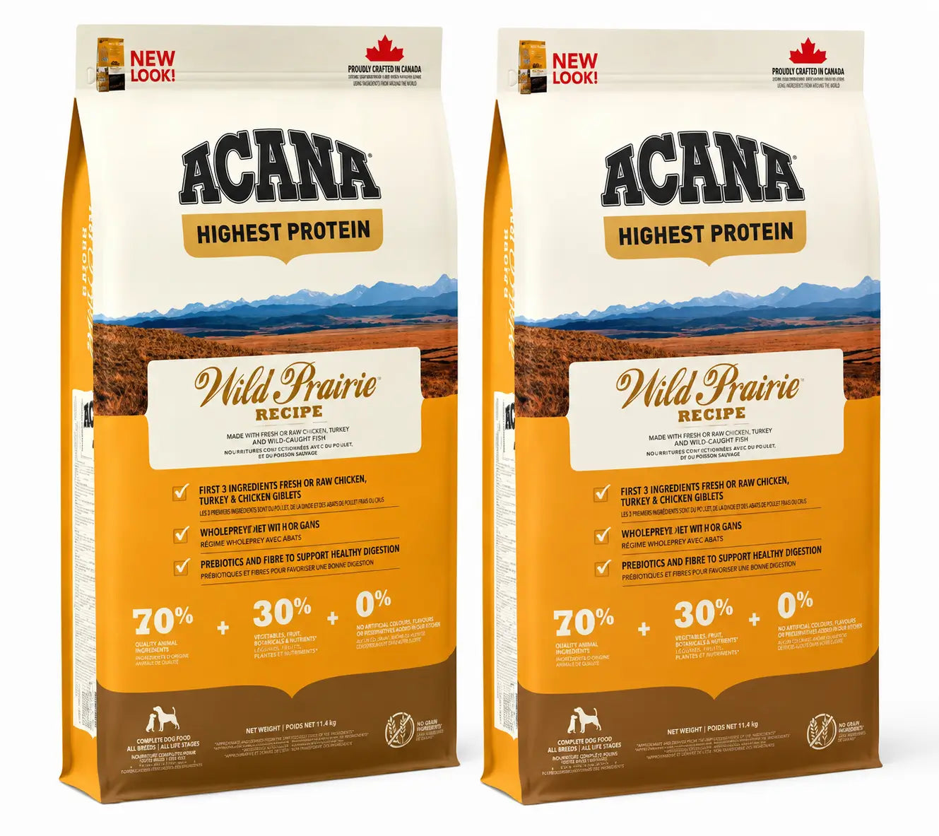 Acana Canine Adult Regionals Wild Prairie 11,4 Kg Hundefutter , Packung 2