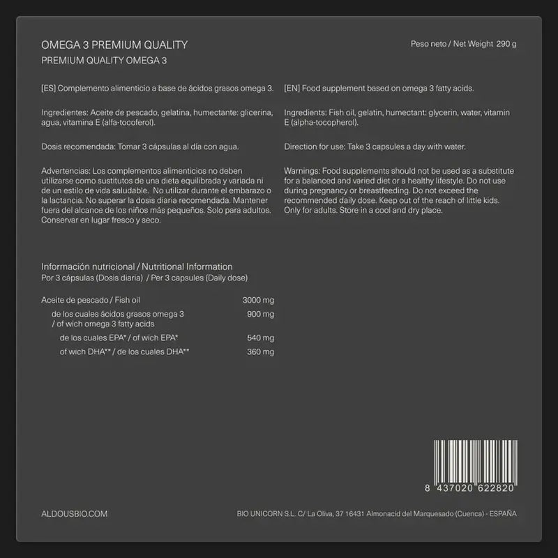 Aldous Bio Omega 3 3000Mg, 210 Kapseln