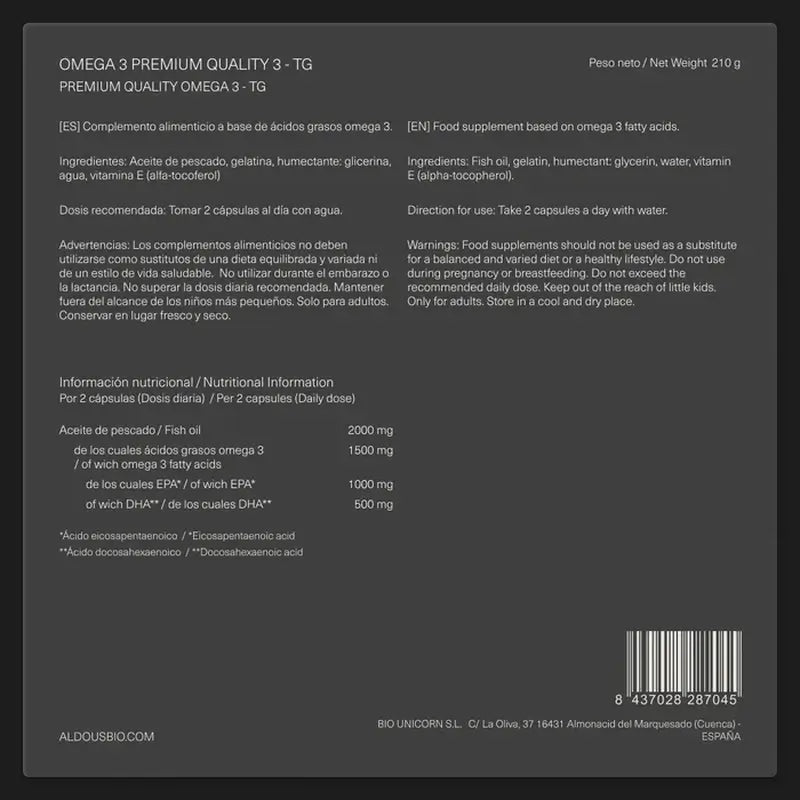Aldous Bio Omega 3 Premium-Kapseln, 150 Kapseln