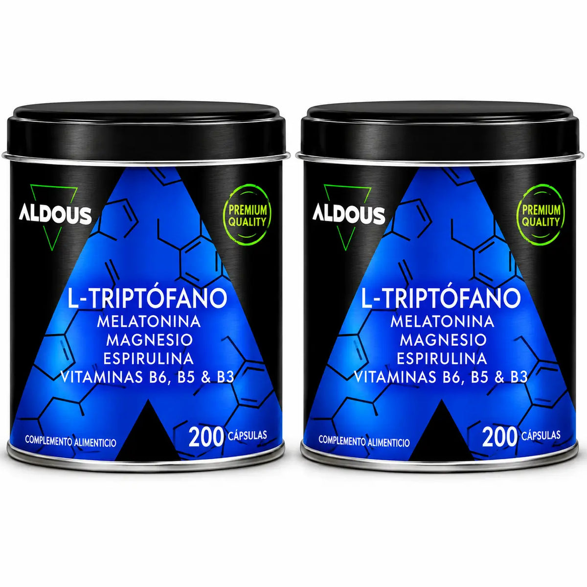 Aldous Labs L-Tryptophan Premium Melatonin 1,78 Mg Magnesium, 200 Veggie-Kapseln, Packung 2