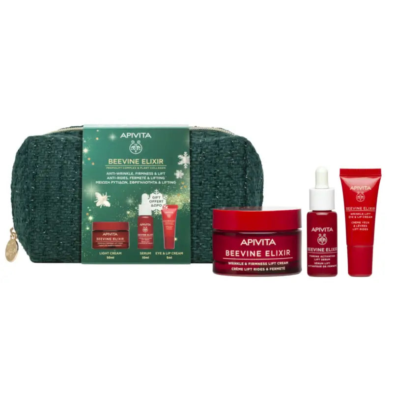 Apivita Beevine Elixir Routine-Set: Leichte Creme + Geschenke, 50 + 10 + 5 ml