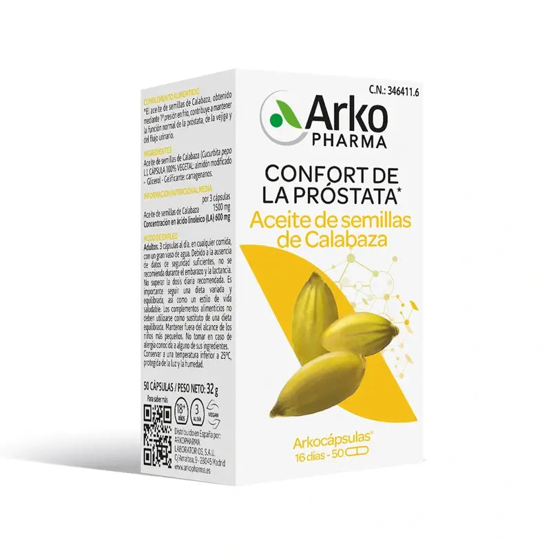 Arkopharma Arkocápsulas Bio-Kürbiskernöl, 50 Kapseln