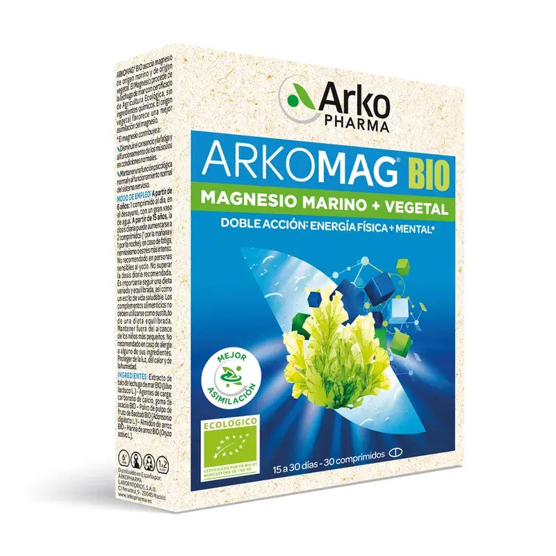 Arkopharma Arkomag BIO Marine + Pflanzliches Magnesium, 30 Tabletten