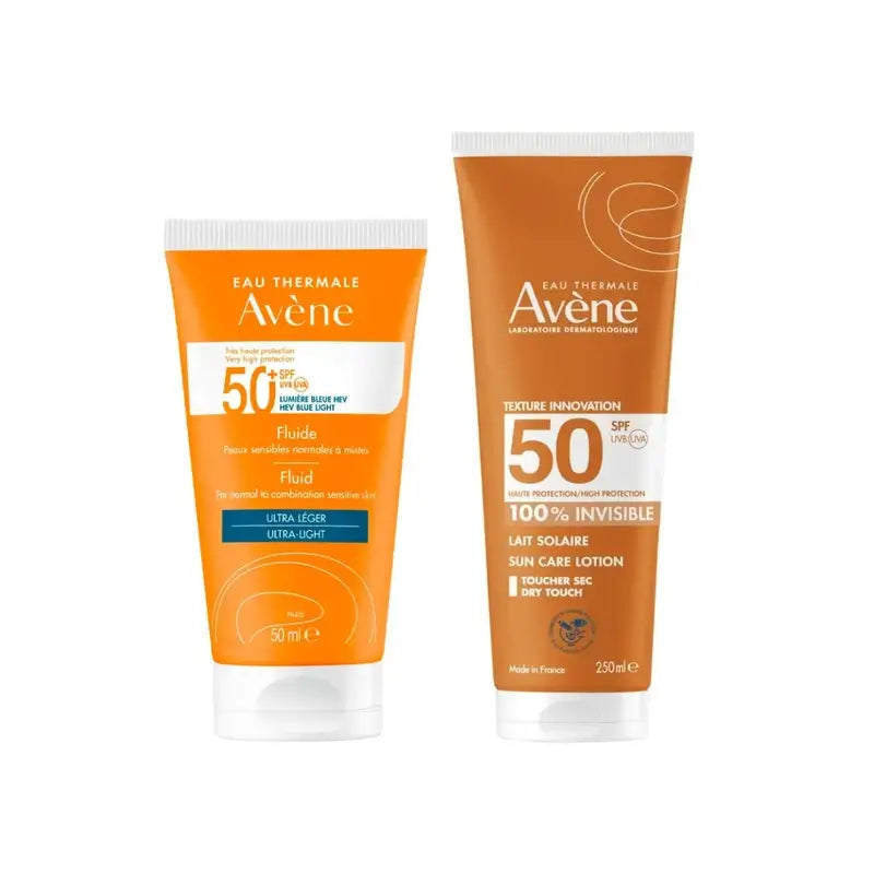 Avène Fluid Spf 50+ 50 Ml + Unsichtbare Milch Spf 50 250 Ml