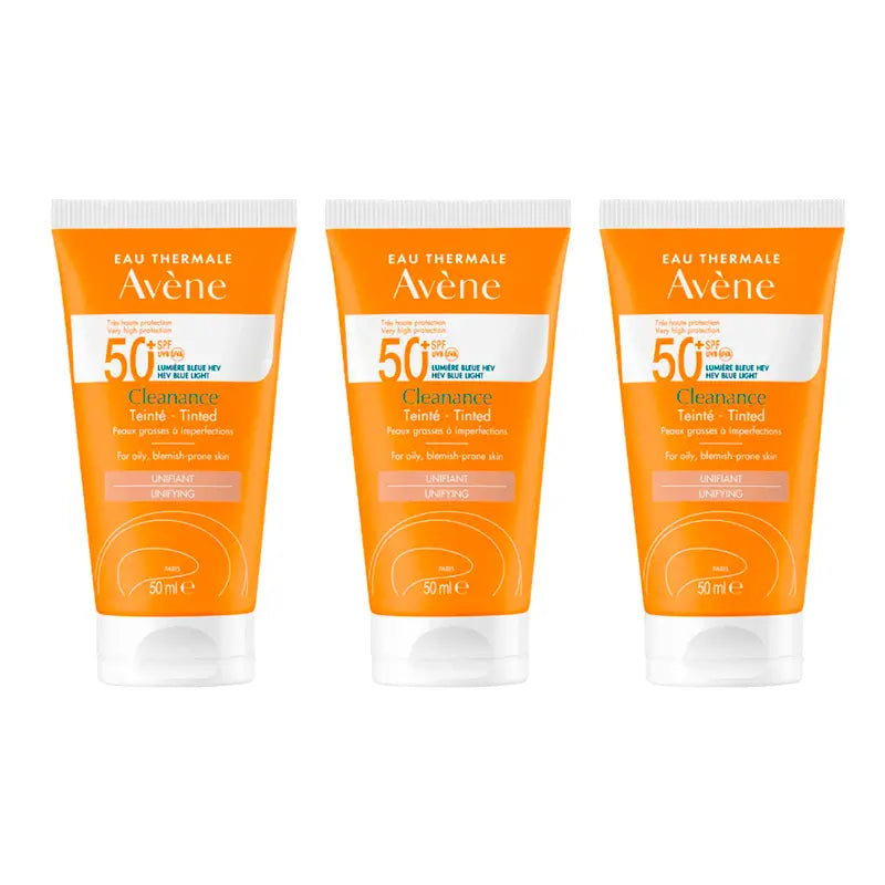 Avène Cleanance Spf 50+ Gesichtsschutz mit Farbe, 3 x 50 ml