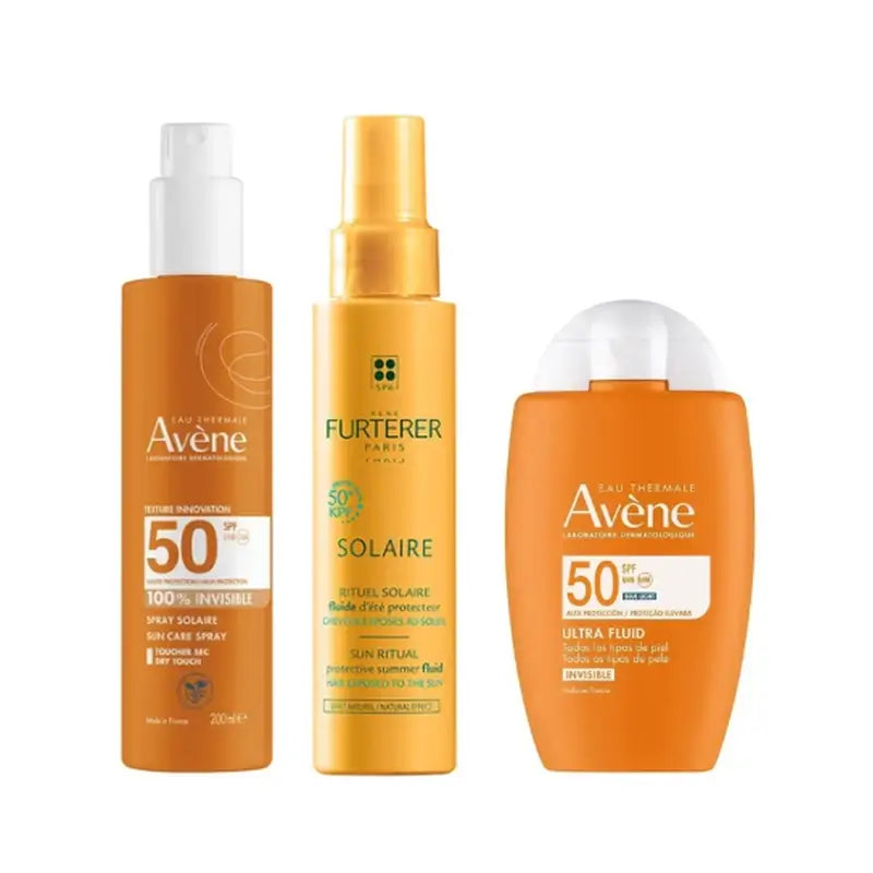 Avène Ultra Invisible Fluid Spf50 50 Ml + Invisible Spray Spf 50 200 Ml + Protective Sunscreen Fluid Kpf 50⁺ 100 Ml