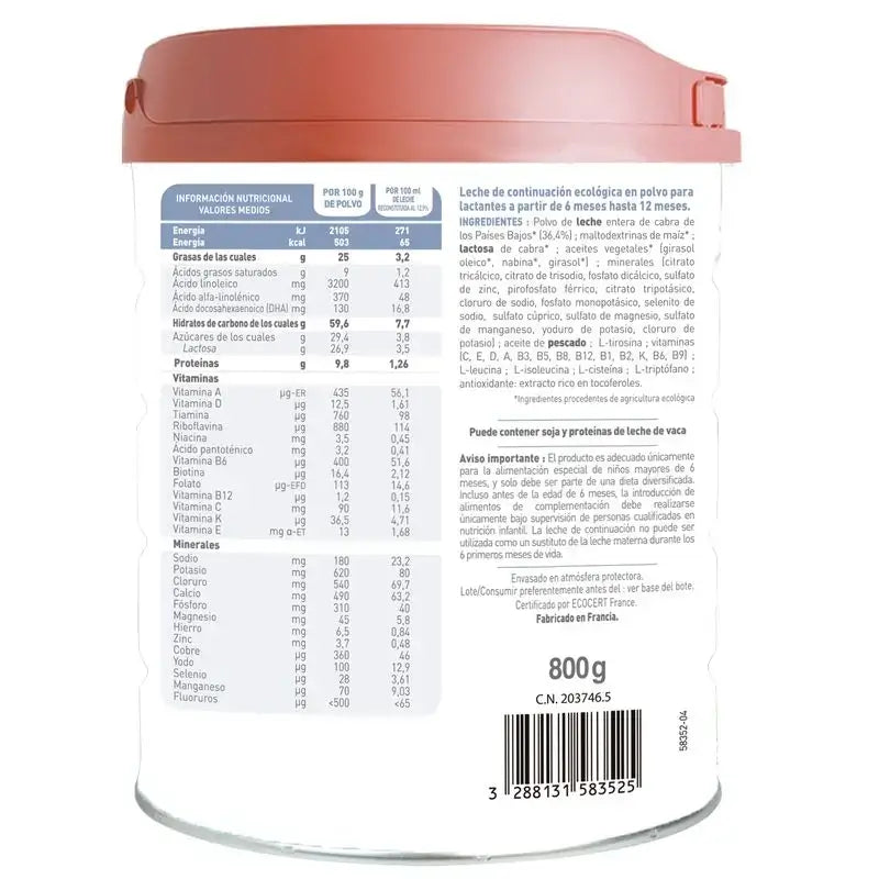 Babybio Caprea 2 Ziegenmilch 6-12 Monate, Packung 3 x 800 g