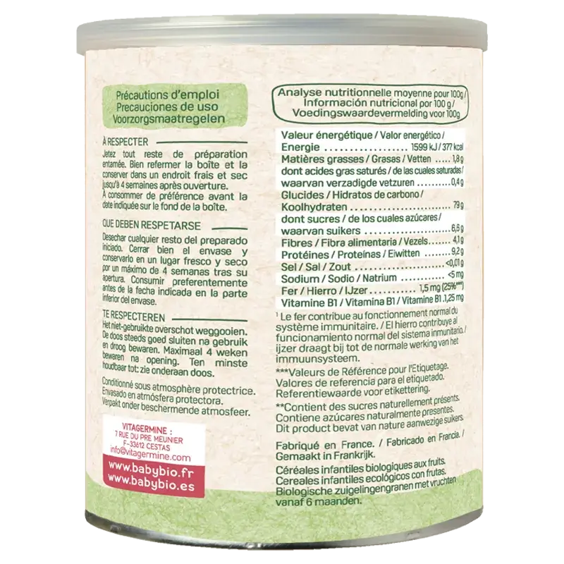 Babybio 5 Müsli mit Früchten, Packung 3 x 220 Gramm