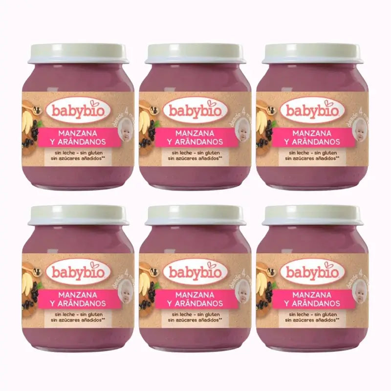 Babybio Apfel-Heidelbeeren, Packung 6 x Heidelbeeren, 130g