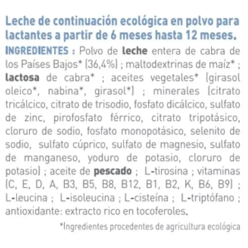 Babybio Caprea 2 Ziegenmilch 6-12 Monate, Packung 12 x 800 g
