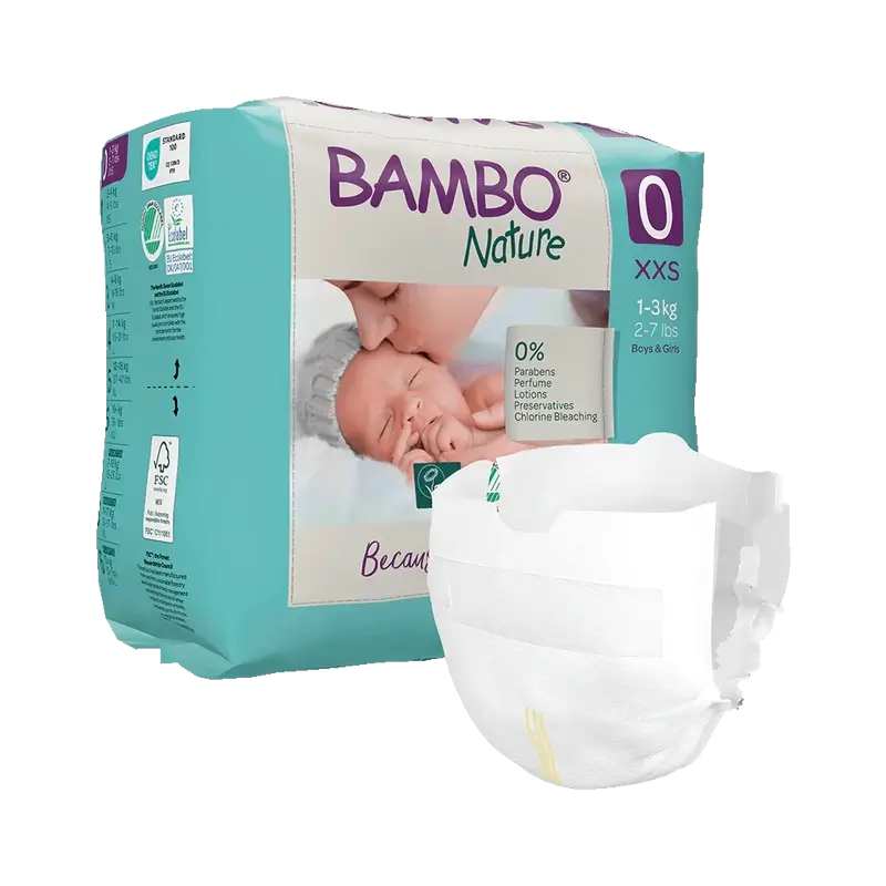Bambo Nature Windeln Größe 0 (1-3Kg), 24 Stück.