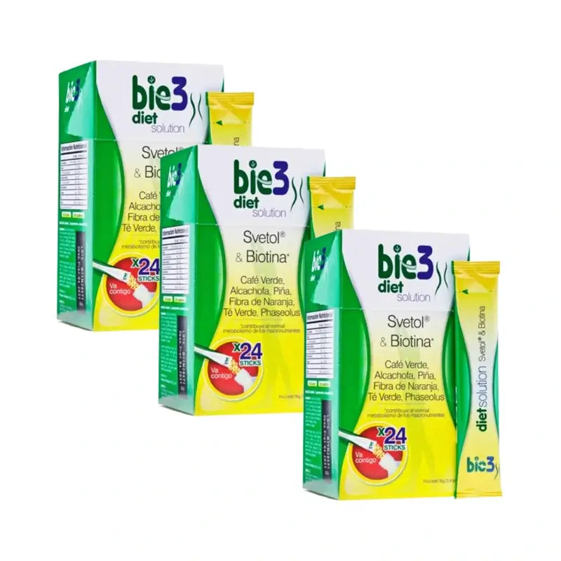 Bie3 Diätlösung mit Svetol und Biotin, 3er-Pack, 4 Gr 24 Sachets