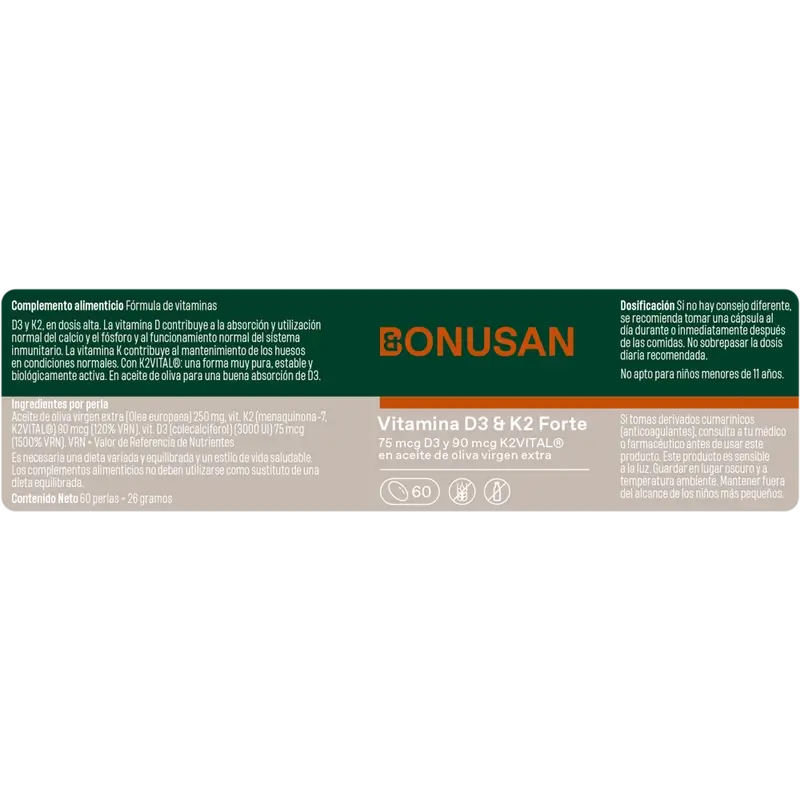Bonusan Vitamin D3 & K2 Forte, 60 Perlen