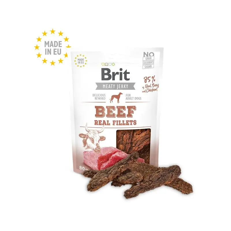 Brit Jerky Snack Rinderfilets 80Gr für Hunde