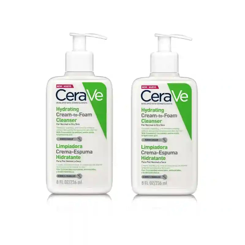 CeraVe Reinigungscreme-Feuchtigkeitsschaum-Reinigungsmittel, 2X236 ml