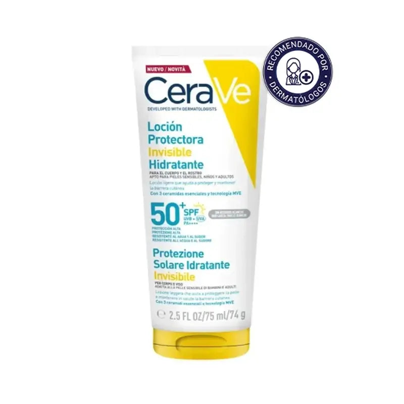 Cerave Unsichtbare schützende feuchtigkeitsspendende Lotion Spf 50+ mit 3 Ceramiden, 75 ml
