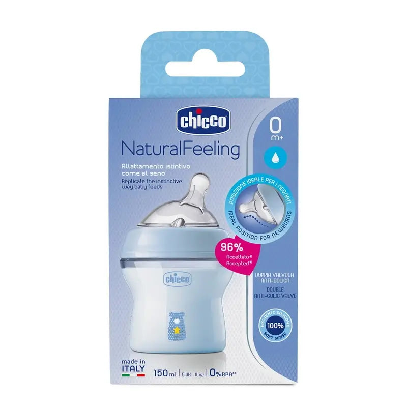 Chicco Naturalfeeling Blau Slow Flow Babyflasche 150Ml 0M+