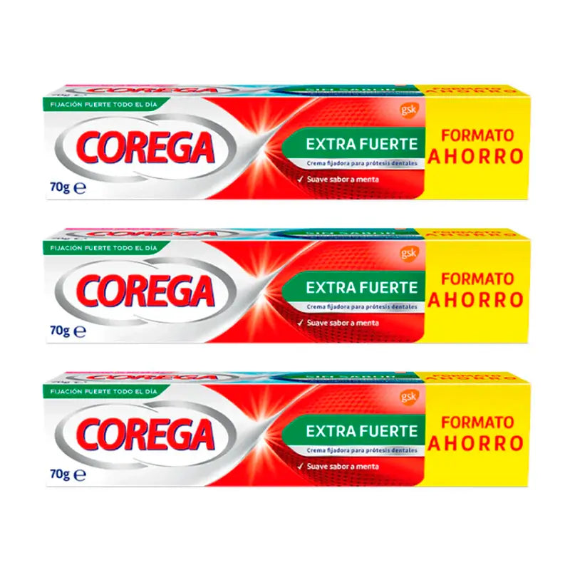Corega Triplo Super Ultra Creme Extra Stark, 3 x 70 Gramm