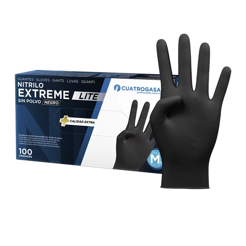 Cuatrogasa Nitril-Handschuh Extreme Lite Schwarz M, 100 Stück