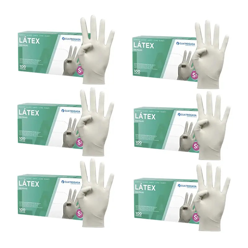 Cuatrogasa Latex Puderfreie Handschuhe Weiß Größe S, 6X100 Stück