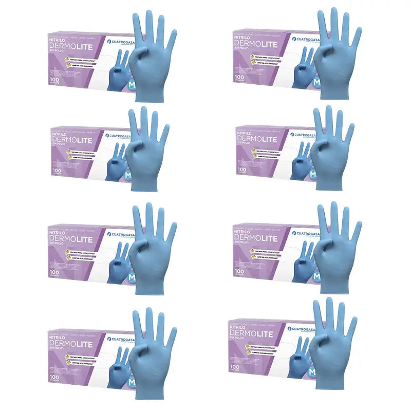 Cuatrogasa Puderfreie Vinyl Handschuhe Blau Größe M, 8X100 Stück