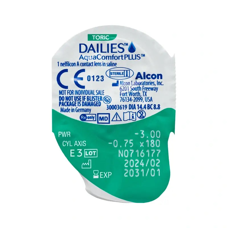 Dailies AquaComfort Plus Torische Tageslinsen, 90 Stück