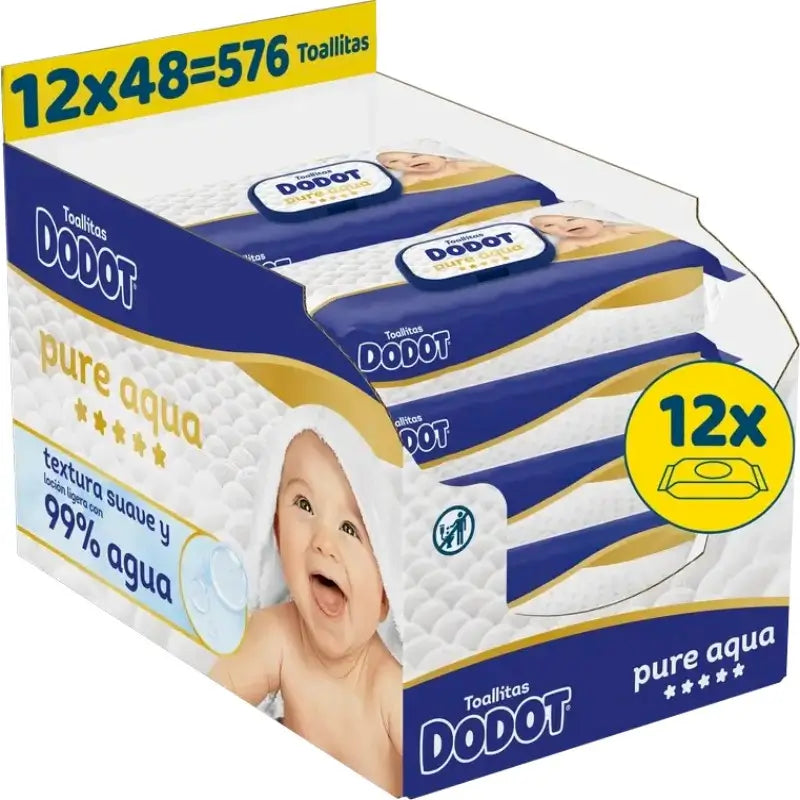 Dodot Pure Aqua Wischtücher, 12x48, 576 Stück.