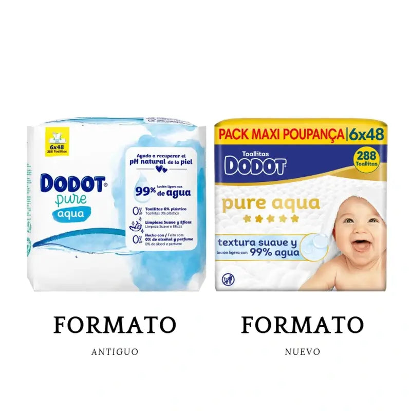 Dodot Pure Aqua Wischtücher, 6x48, 288 Stück.