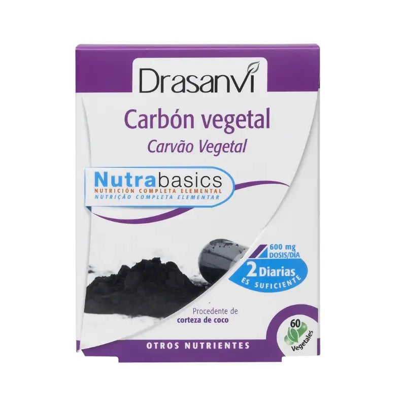Drasanvi Pflanzliche Kohle 60 Kapseln Nutrabasicos Drasanvi Flasche