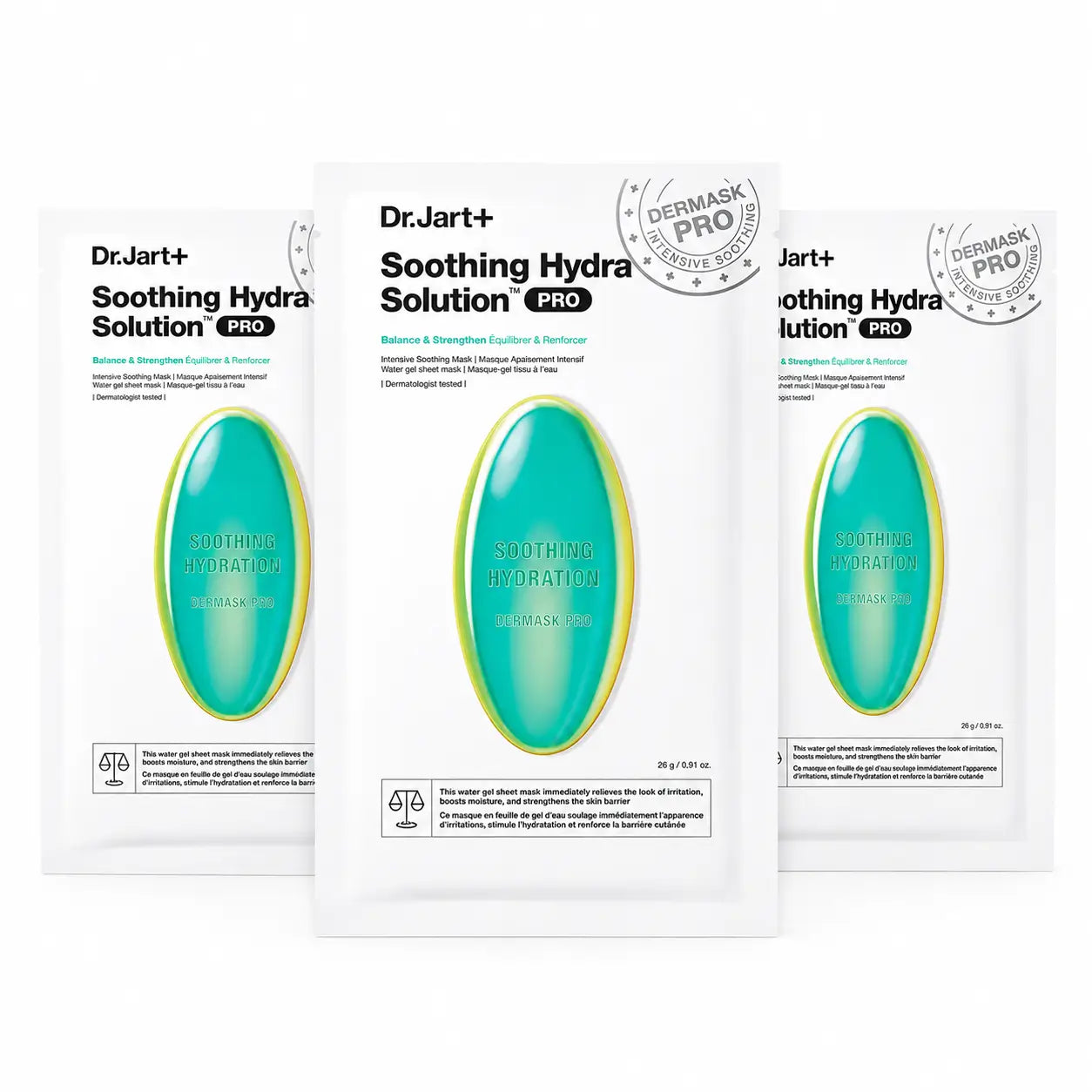 Dr.Jart+ Dermask Hydra Solution Pro Intensive Beruhigende Gesichtsmaske, 26 Gr , Packung 3