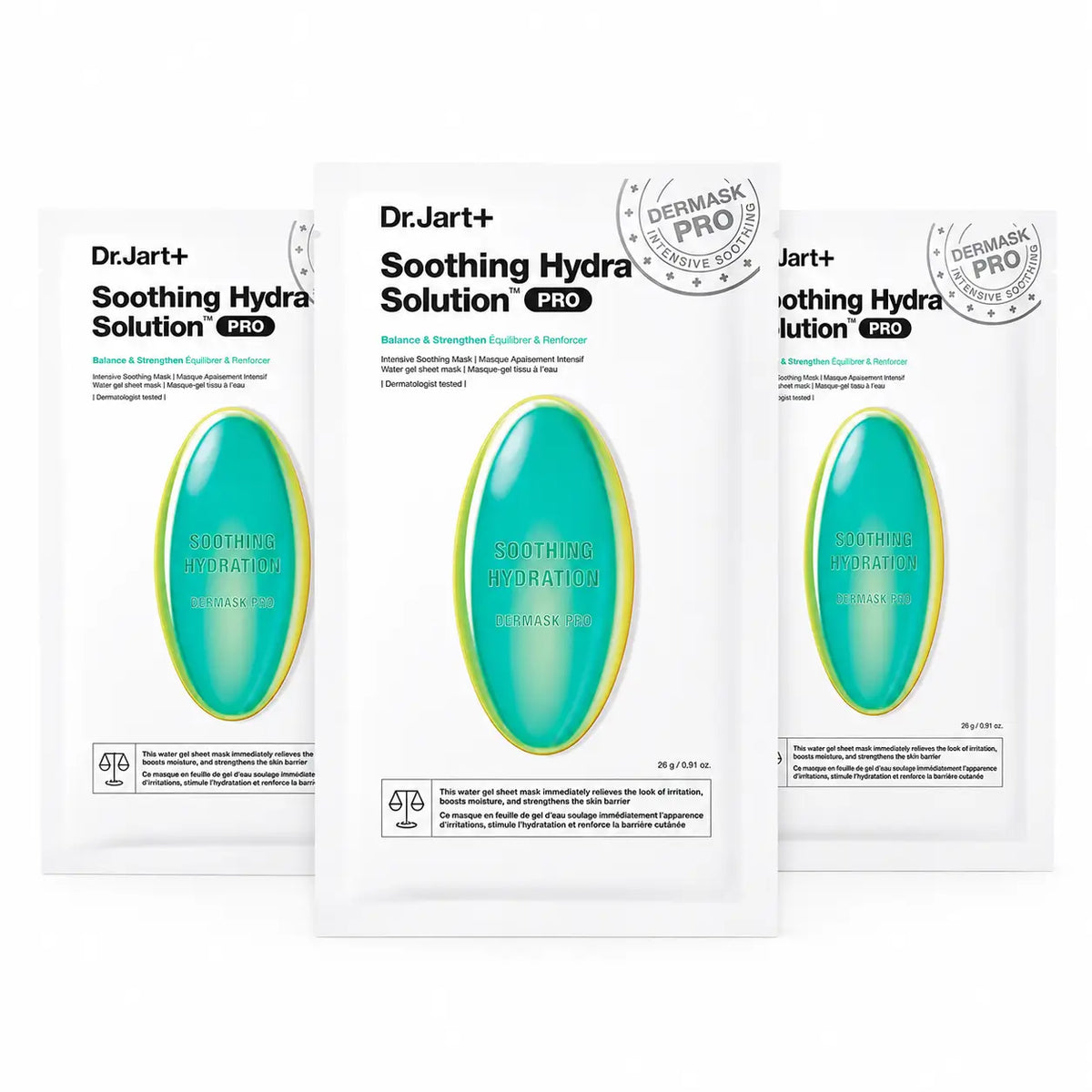 Dr.Jart+ Dermask Hydra Solution Pro Intensive Beruhigende Gesichtsmaske, 26 Gr , Packung 3