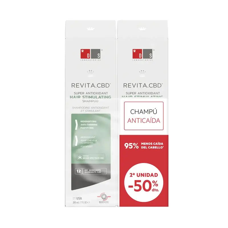 Ds Laboratories Revita Cbd Haarausfall Stimulierende Shampoo mit Cbd Pack, 2 x 205 ml