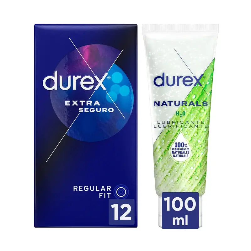 Durex Extra Safe 12 Stück + Naturals Gleitmittel (Grün) 100 ml