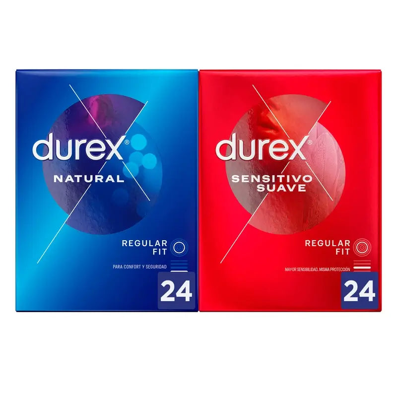 Durex Natural Plus Kondome Packung, 24 Stück + Sensitive Soft, 24 Stück