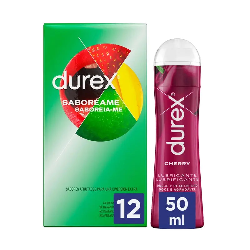 Durex Pack Saboreame 12 Kondome + Gleitmittel Kirsche 50 ml
