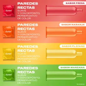 Durex Kondome Saboreame mit fruchtigen Geschmacksrichtungen - Erdbeere, Banane, Orange und Apfel 12 Stück