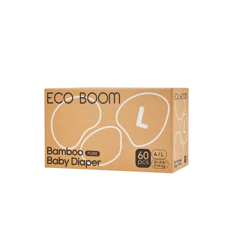 ECO BOOM PURE 100% natürliche Bambuswindeln - Größe 4/L (9-14 kg) - 60 Stück.