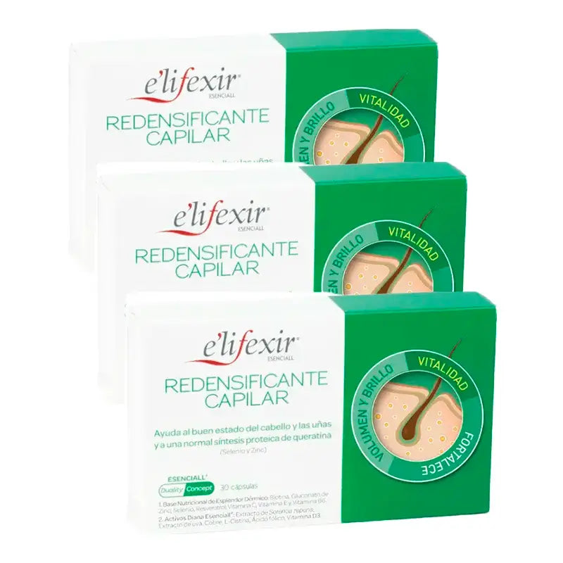 Elifexir Essentialall Hair Redensifying and Fortifying Hair Loss Reducer, Pack 3 x 30 Kapseln