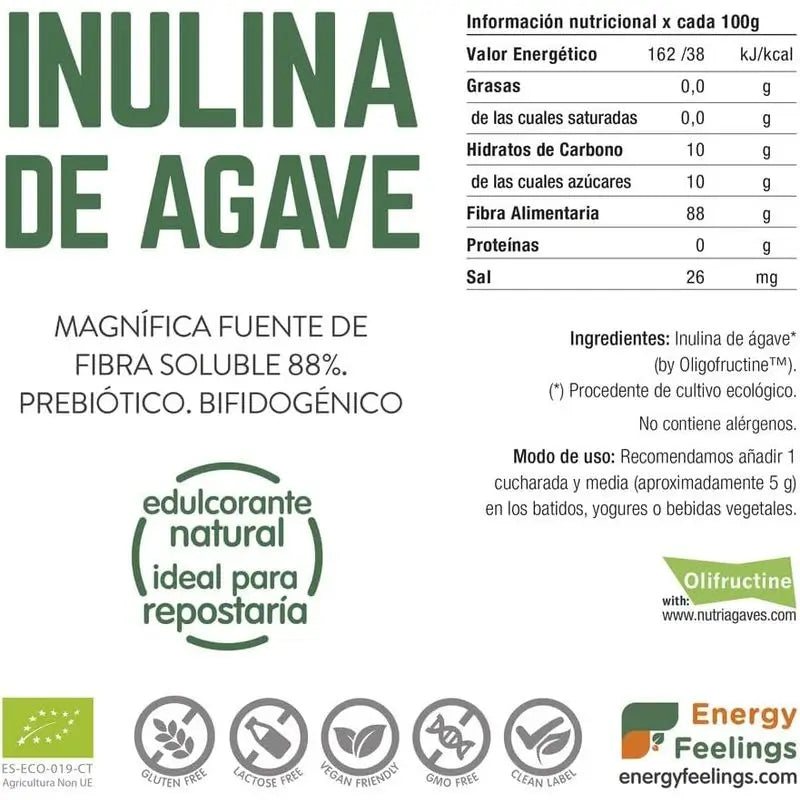 Energy Feelings Agave Inulin-Pulver 1Kg. Öko-Vegan