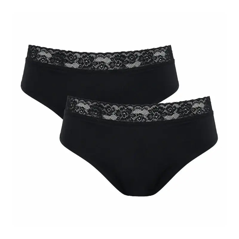 Enna Menstruationshöschen Floral Classic Day - Starker Ausfluss, Größe L, Schwarz, 2er Pack