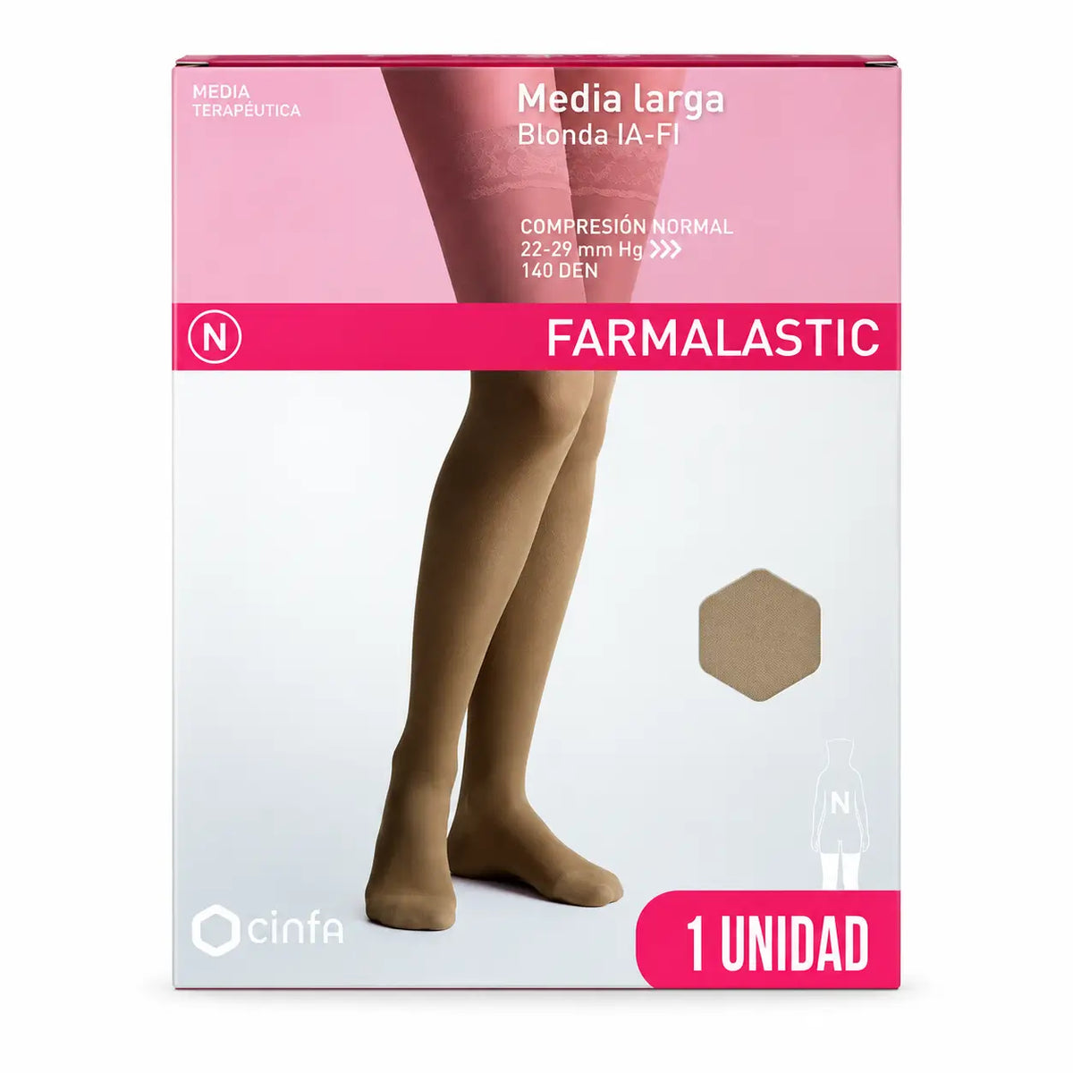 Farmalastic Lange Strumpfhosen Kompression Normale Kompression Beige, Kleine Größe