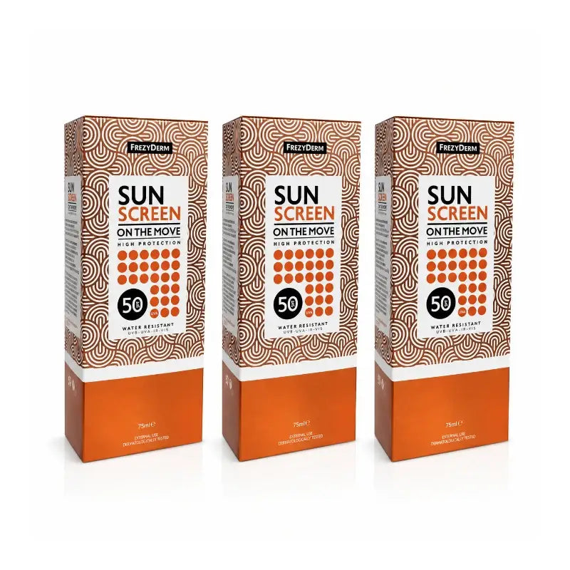 Frezyderm Sun Screen On The Move Hoher Schutz Spf 50 Pack 3 x 75 Ml