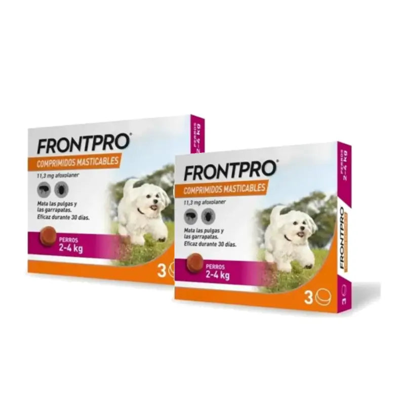 Frontpro Parasitenmittel für Hunde von 2–4 kg (S), Packung mit 2 × 3 Kautabletten
