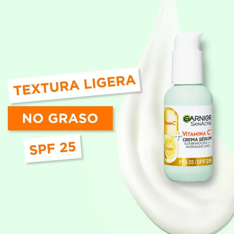 Garnier Serum Creme mit Spf 25. hohe Konzentration von Vitamin C Serum und Sonnenschutz, 50Ml