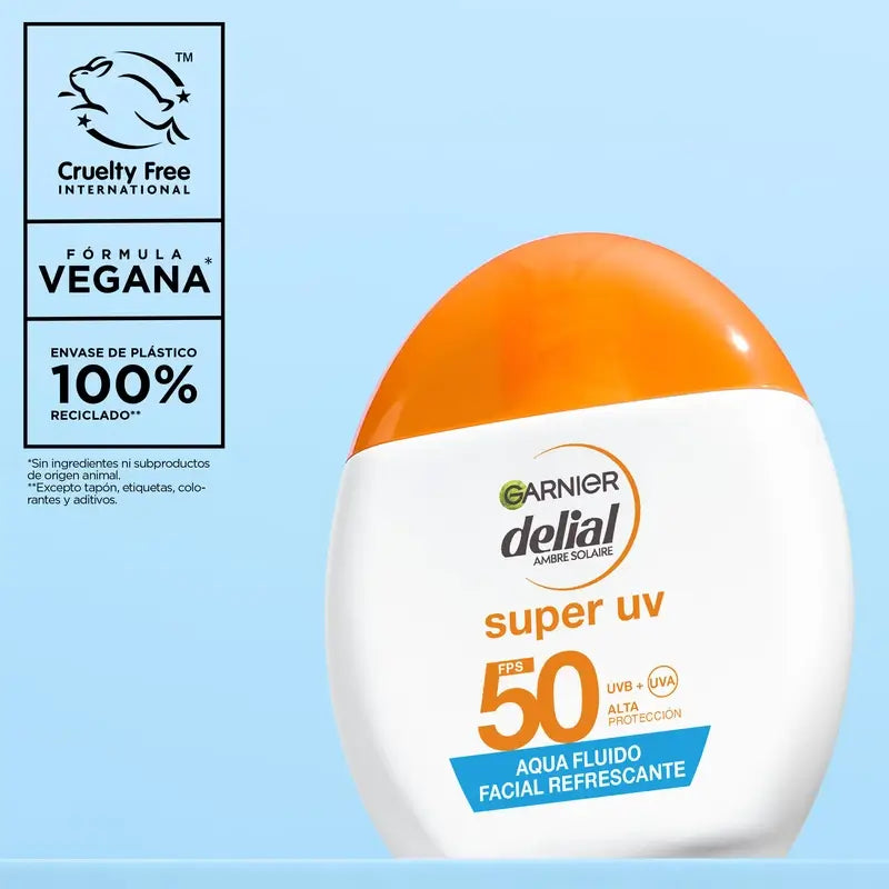 Garnier Delial Delial Wasser Erfrischendes Gesichtsfluid Spf 50 Unsichtbar, 40 ml