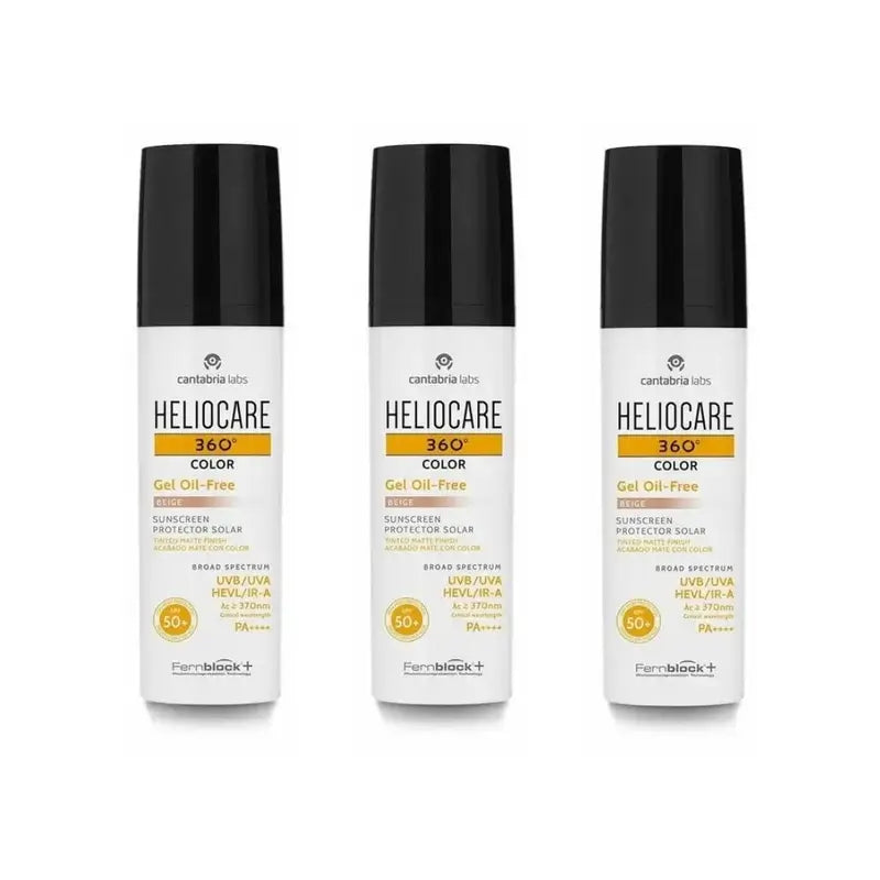 Heliocare 360º Farbgel Ölfrei Beige Spf 50+, 3X50 Ml