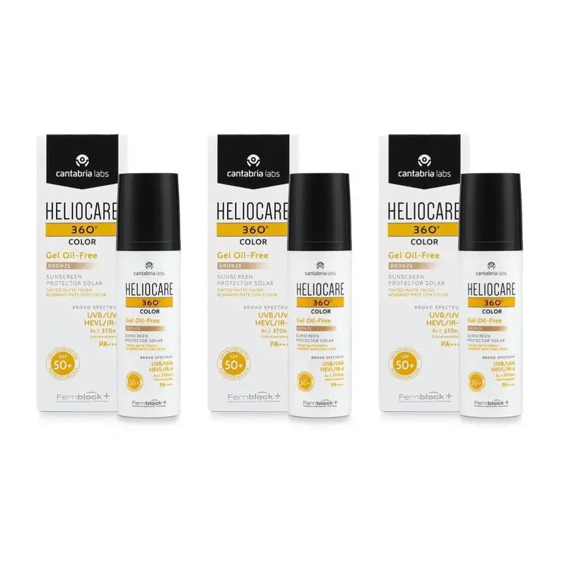 Heliocare 360º Farbgel Ölfrei Bronze Spf50+, 3X50 Ml