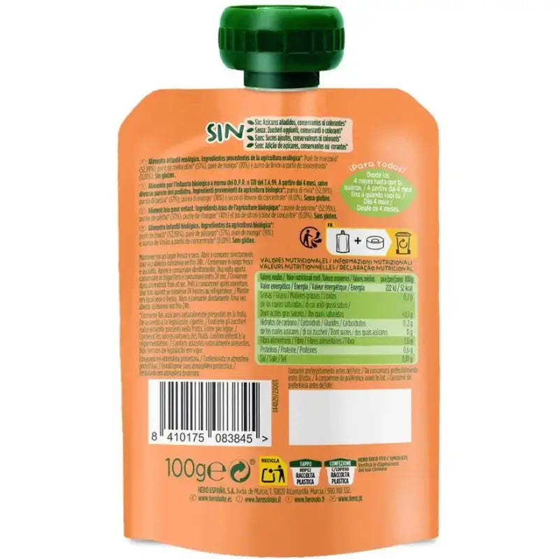 Hero Baby Pack Apfel Pfirsich Mango Eco Sachet, 18 X 100 Gr