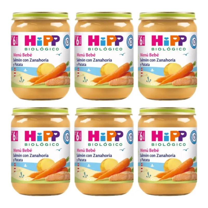 Hipp Bio Lachs mit Möhren und Kartoffeln im Gläschen, 6er-Pack à 190 g